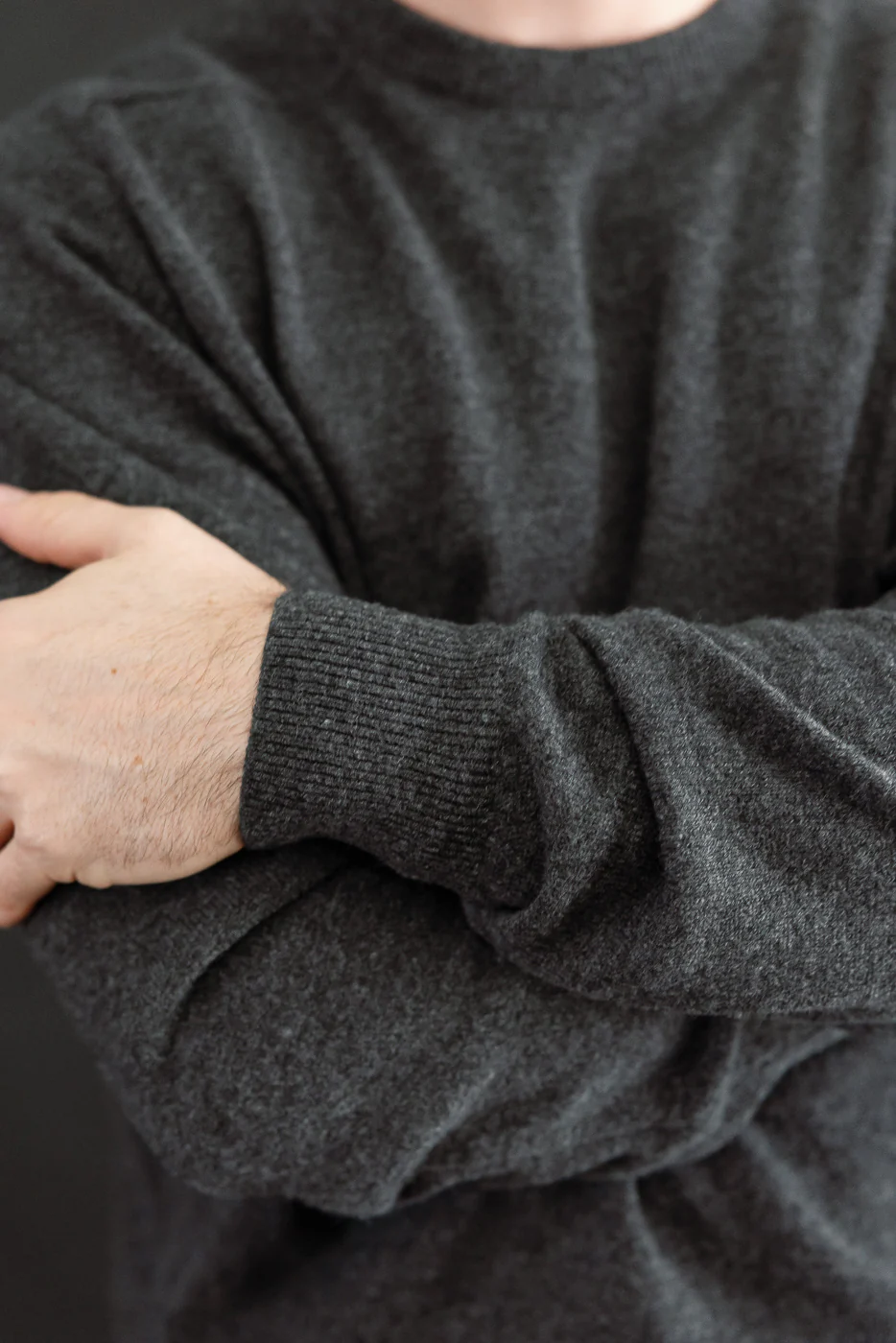 01-0050-60 - Simple Wool Crewneck Sweater - Charcoal Gray - Image 14