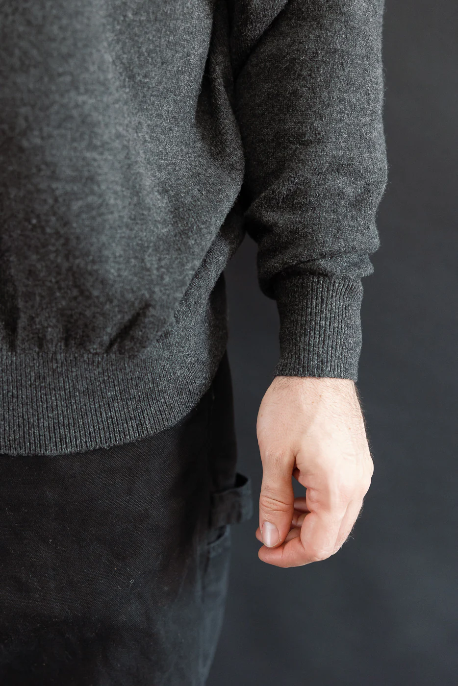 01-0050-60 - Simple Wool Crewneck Sweater - Charcoal Gray - Image 18