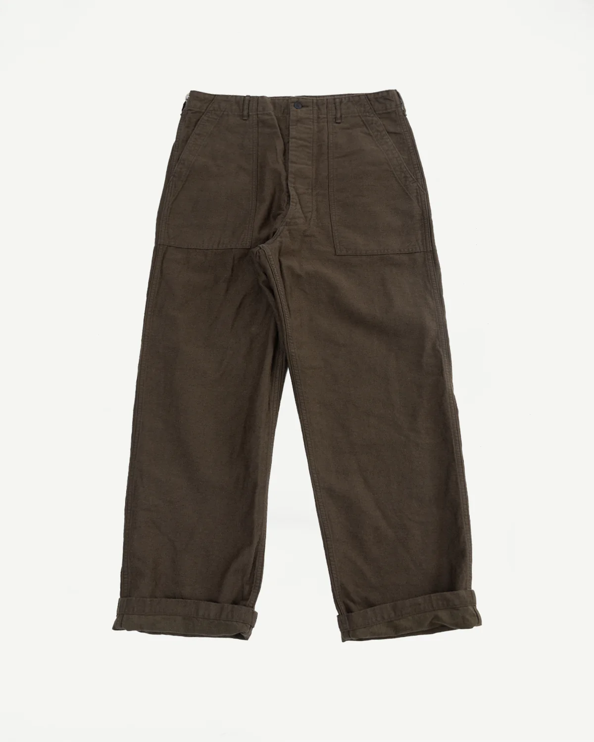 01-5104-52K - Fatigue Pants Cotton Linen Moleskin Relax Fit - Coffee Brown
