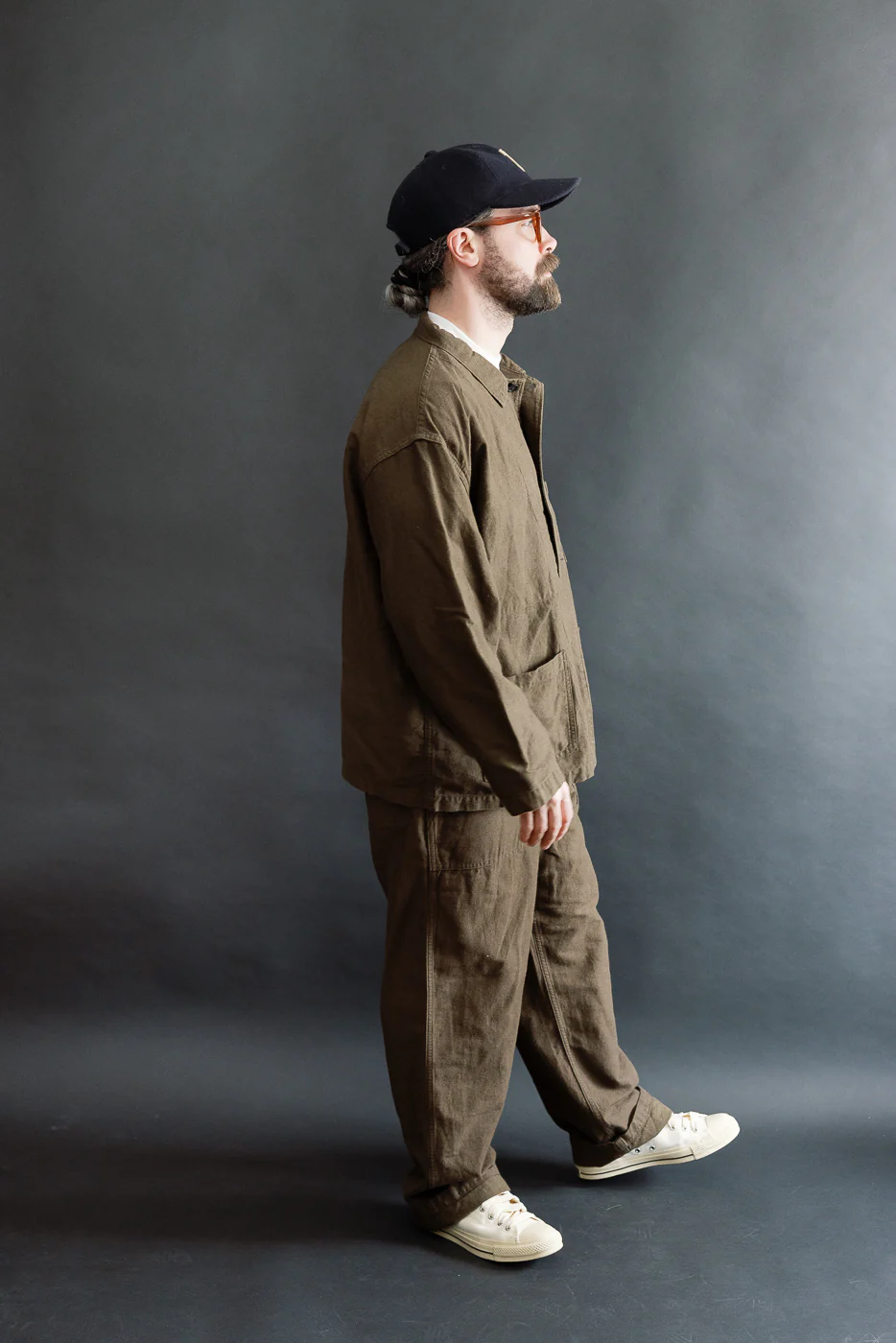 01-5104-52K - Fatigue Pants Cotton Linen Moleskin Relax Fit - Coffee Brown - Image 8