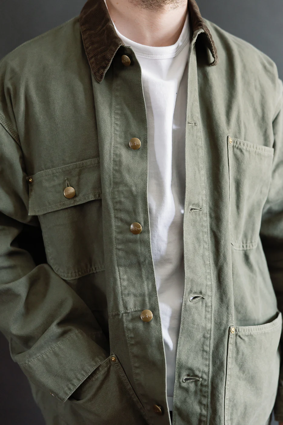 01-6034-76S - Relaxed Fit Coverall Jacket - Army Green - Image 14
