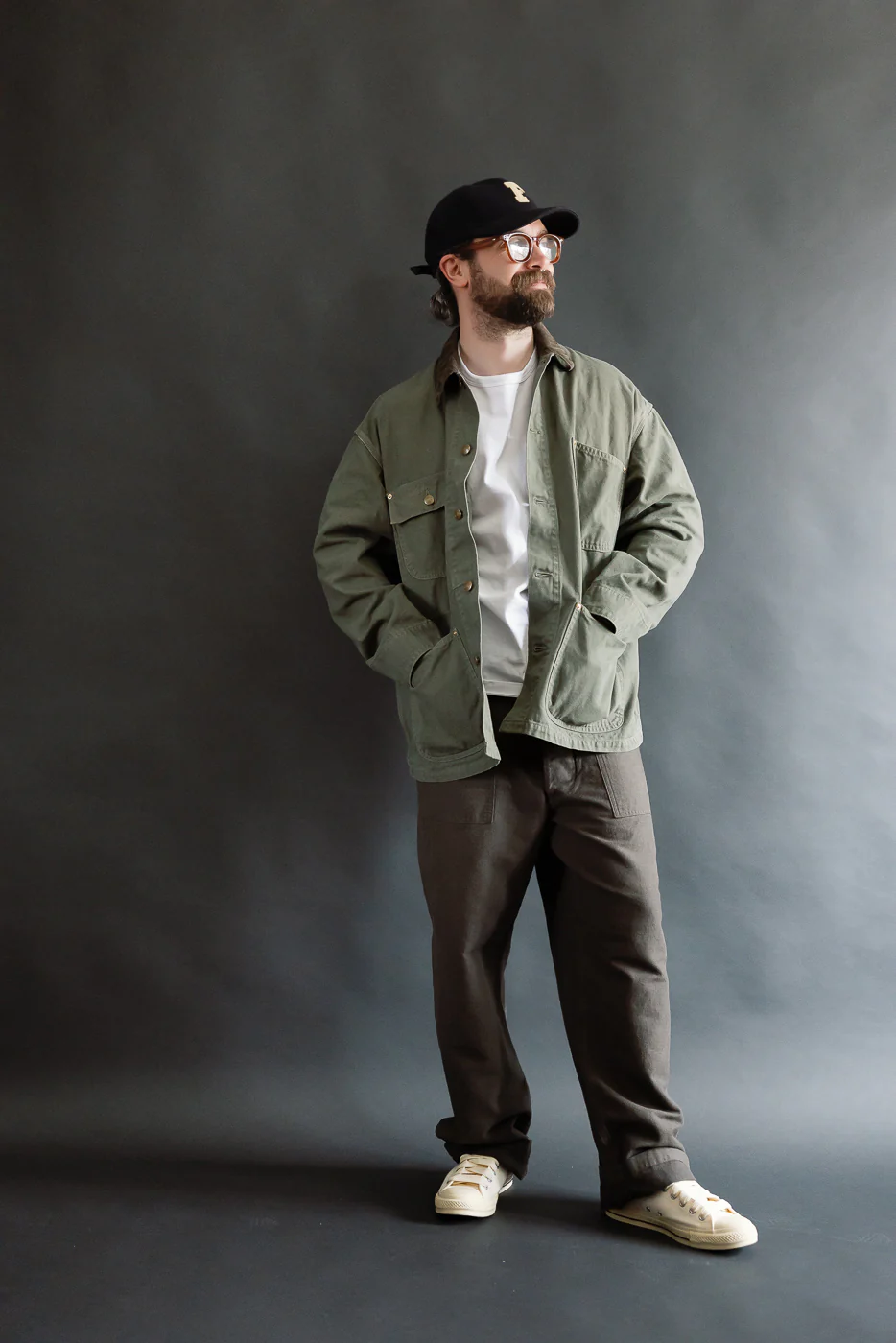 01-6034-76S - Relaxed Fit Coverall Jacket - Army Green - Image 5