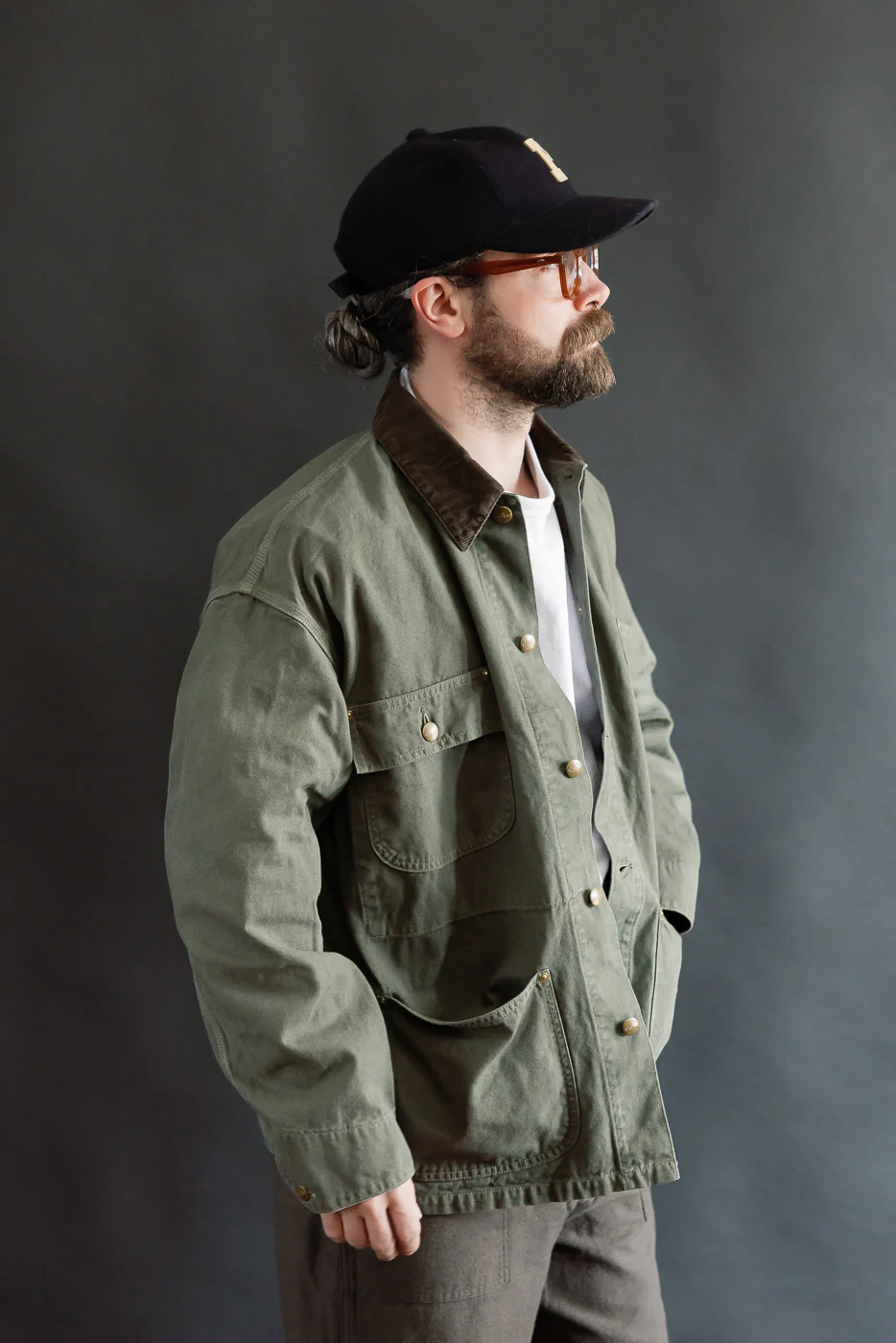 01-6034-76S - Relaxed Fit Coverall Jacket - Army Green - Image 9