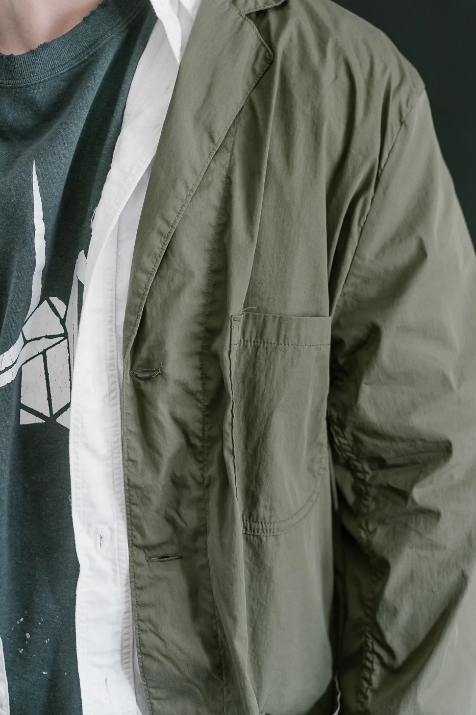 01-6153-76 - Light Simple Work Jacket - Army Green - Image 16
