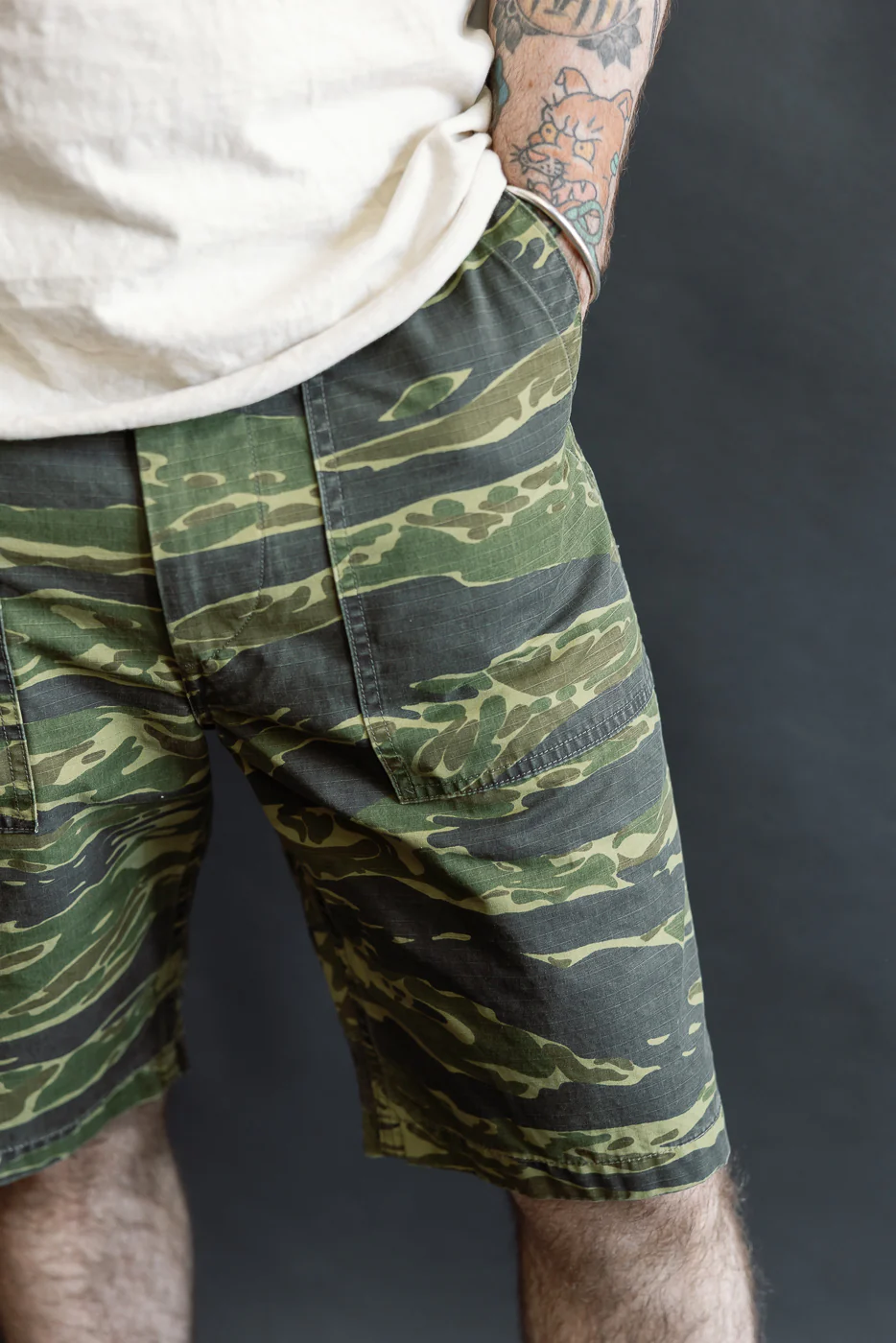 01-7002-TGC - Fatigue Ripstop Shorts - Tiger Camo - Image 16