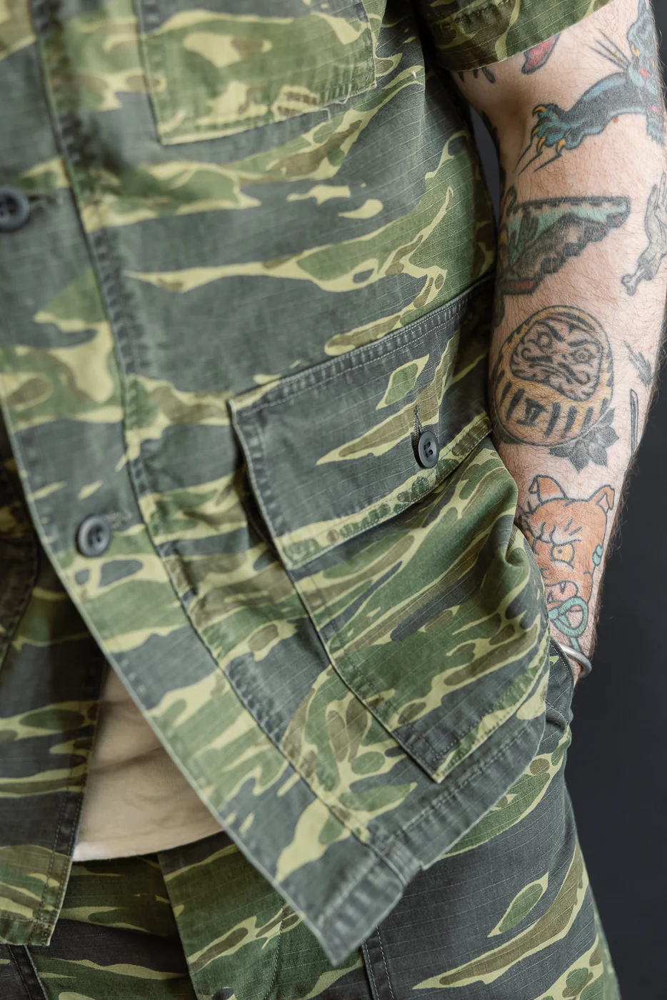 01-8046-TGC - Utility Short Sleeve Work Shirt Jacket - Tiger Camo - Image 18