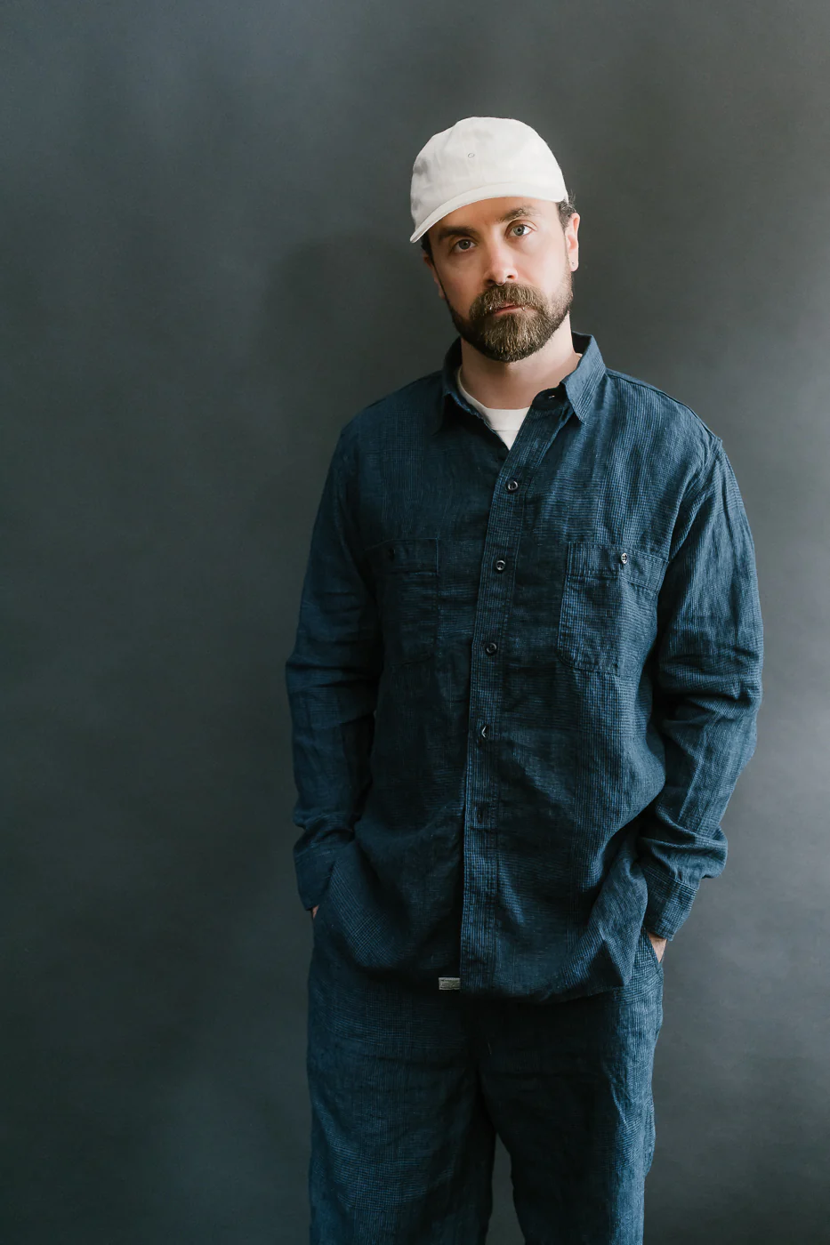 01-8068-101 - Lightweight Linen Work Shirt - Indigo Check - Image 14
