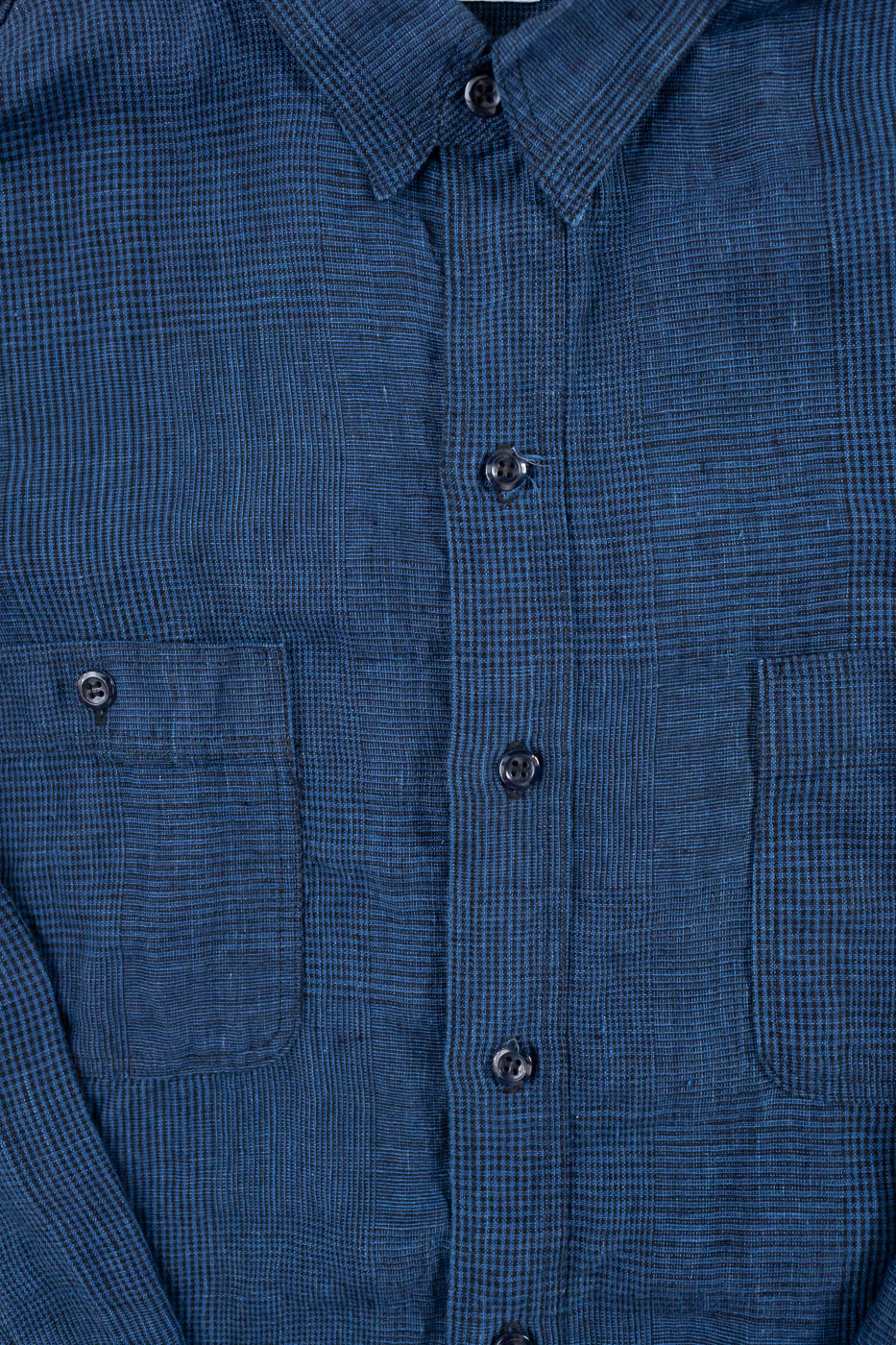 01-8068-101 - Lightweight Linen Work Shirt - Indigo Check - Image 3