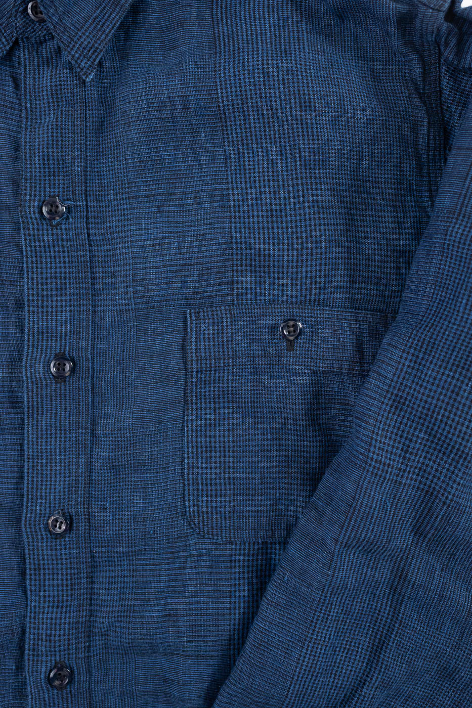 01-8068-101 - Lightweight Linen Work Shirt - Indigo Check - Image 4