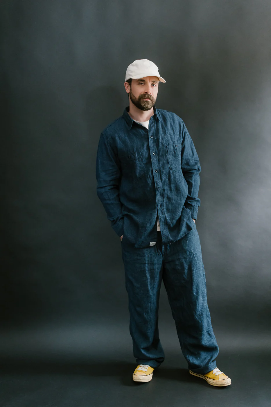 01-8068-101 - Lightweight Linen Work Shirt - Indigo Check - Image 7
