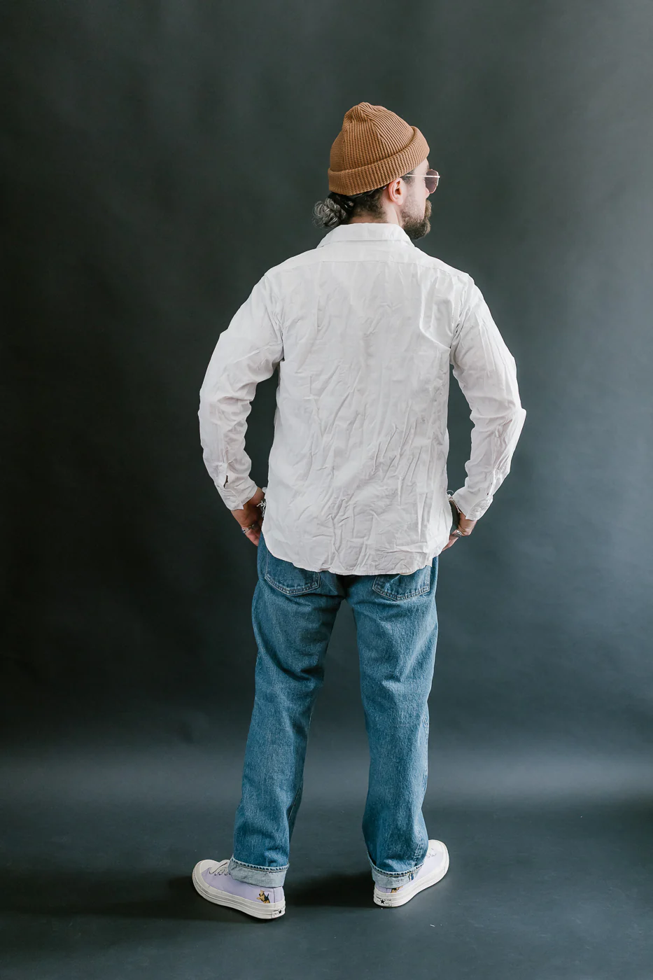 01-8070-69 - Lightweight Chambray Slim Fit Work Shirt - White - Image 8