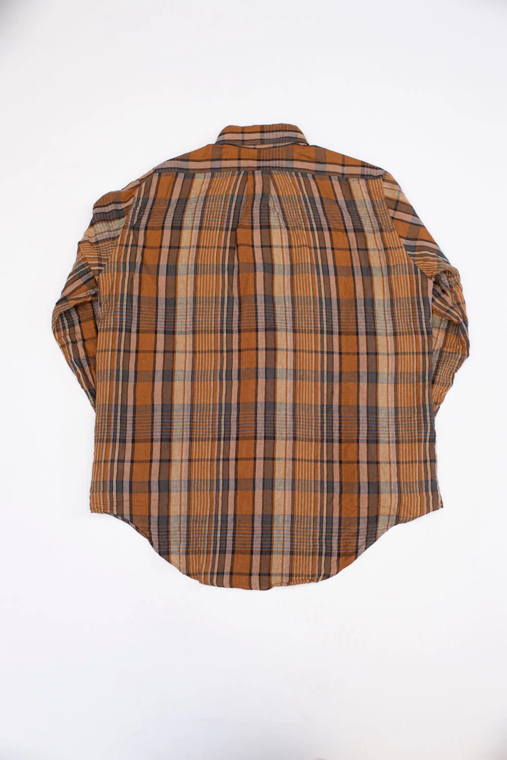 01-8113-44 - Linen Button-Down Safari Shirt - Orange Check - Image 7