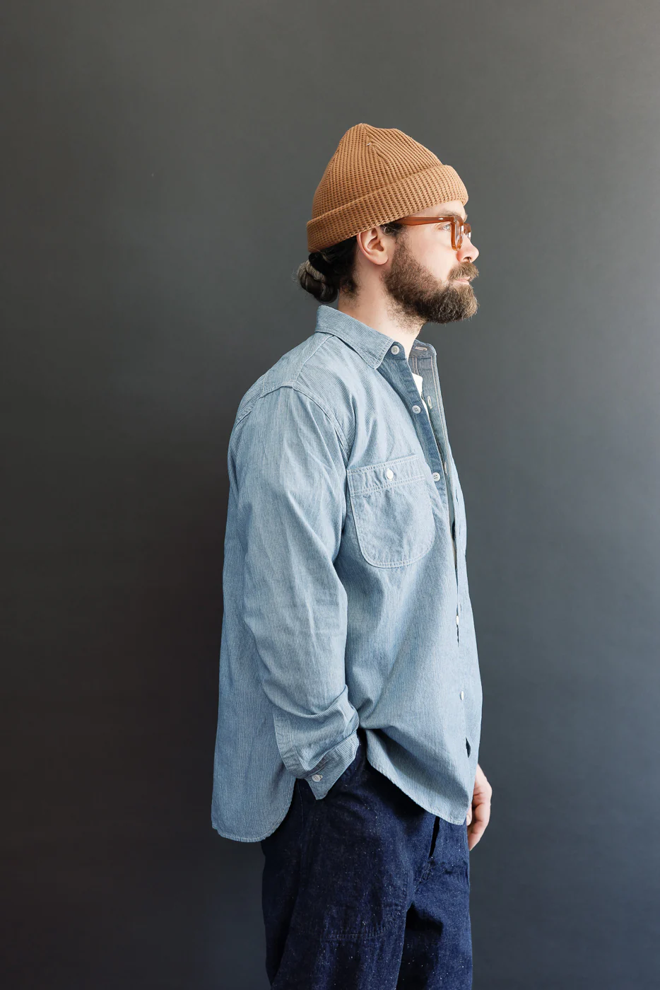 01-8270-181k - Relaxed Fit Chambray Work Shirt - Hickory - Image 11