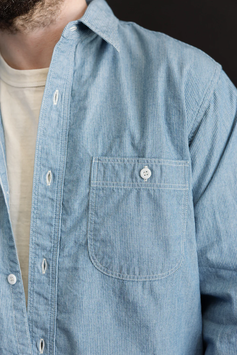 01-8270-181k - Relaxed Fit Chambray Work Shirt - Hickory - Image 17