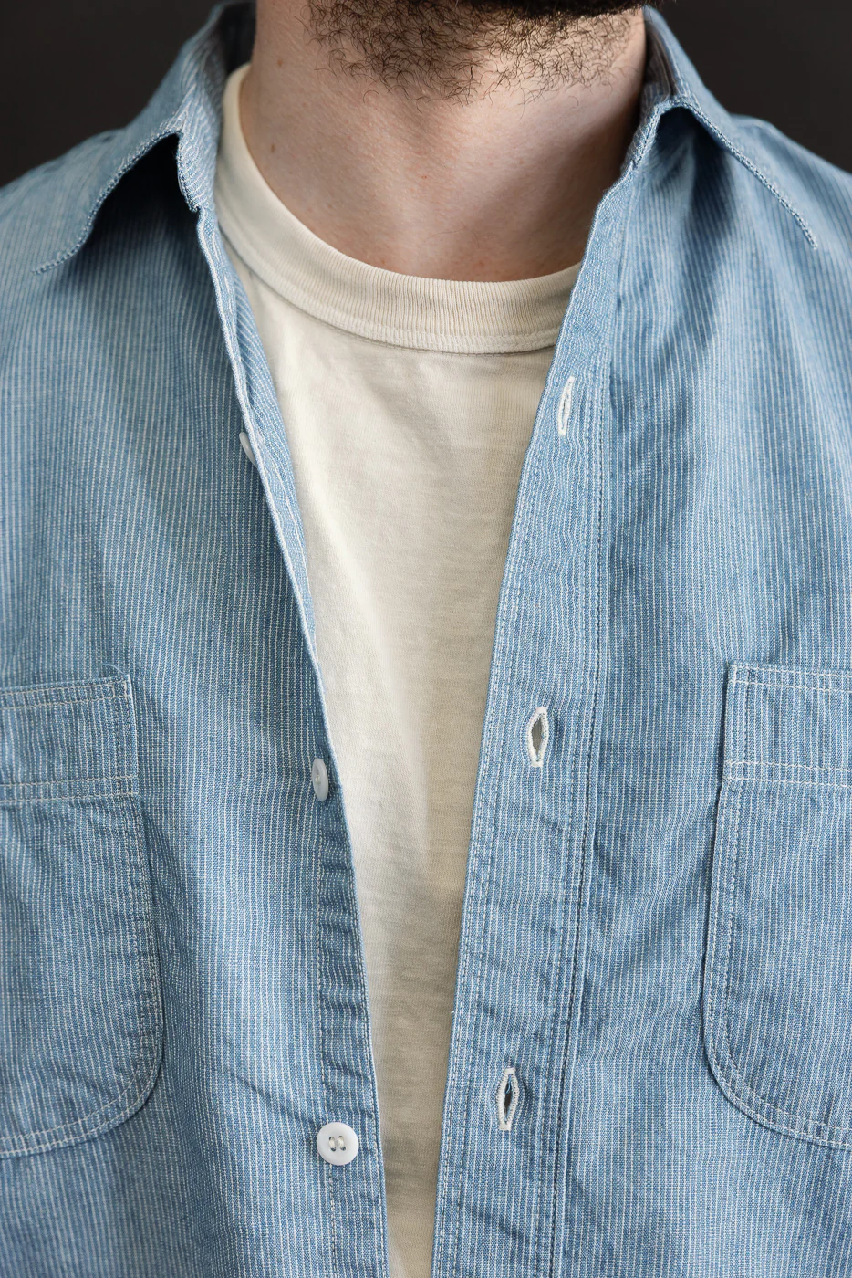 01-8270-181k - Relaxed Fit Chambray Work Shirt - Hickory - Image 18