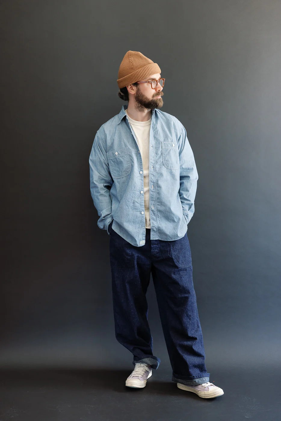 01-8270-181k - Relaxed Fit Chambray Work Shirt - Hickory - Image 7