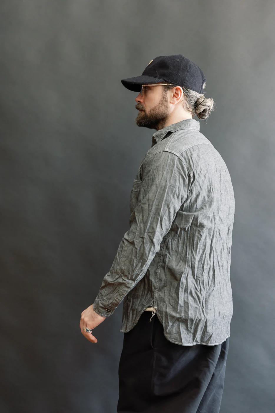 01-8270-61 - Relaxed Fit Chambray Work Shirt - Black - Image 11