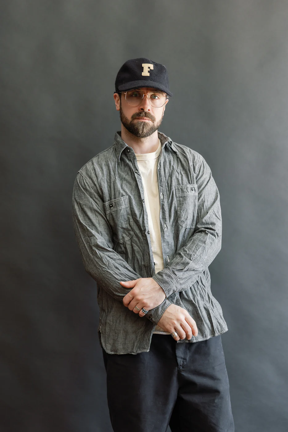 01-8270-61 - Relaxed Fit Chambray Work Shirt - Black - Image 9