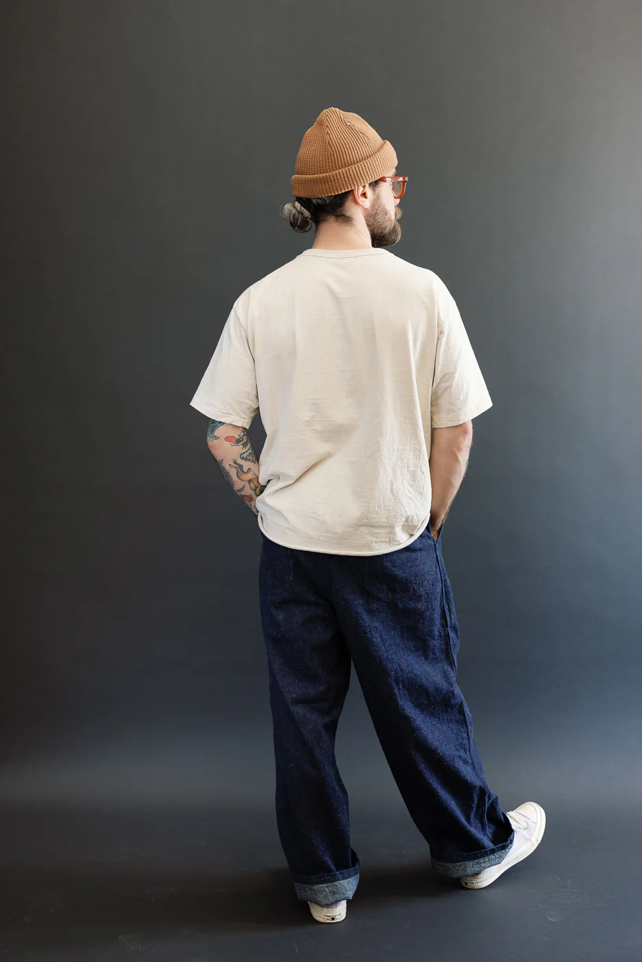 01-V5130-81K - US Navy Denim Wide Fit Selvedge Utility Pants - Indigo OW - Image 9
