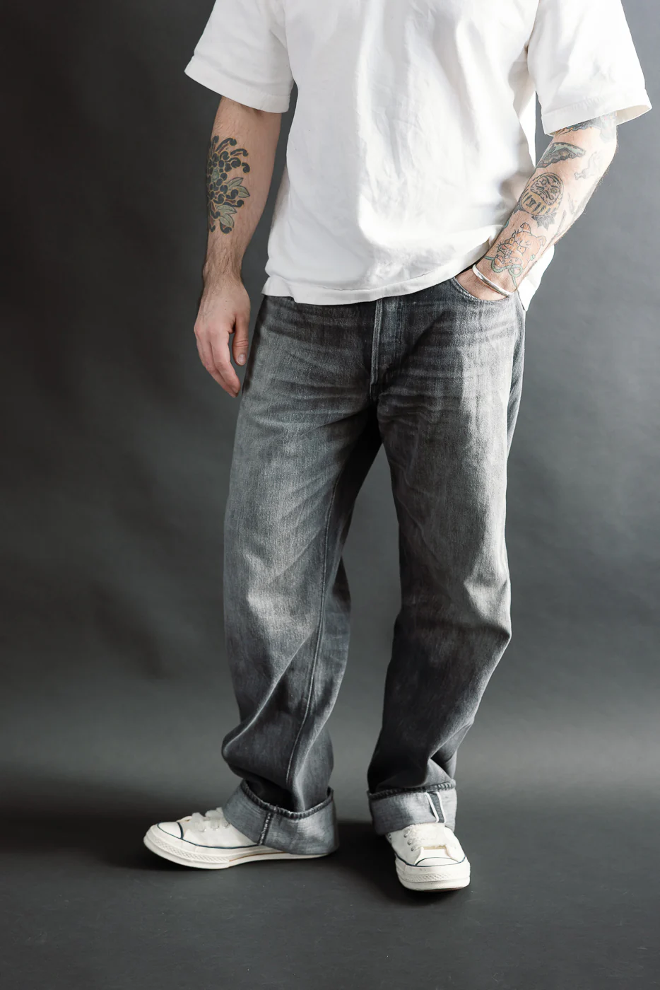 0105BKSSHW - 11.5oz "Super Smooth" Black Selvedge Denim Dartford Jeans - Wide Fit - Image 15