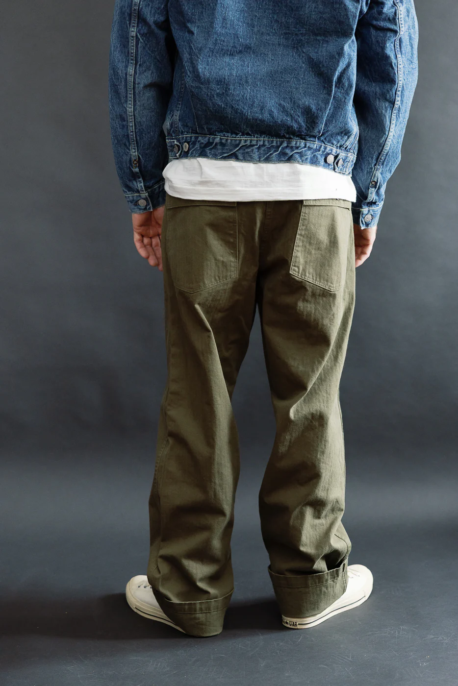 03-V5002-76k - Vintage Fit Fatigue Pants Herringbone Twill - Army Green - Image 11