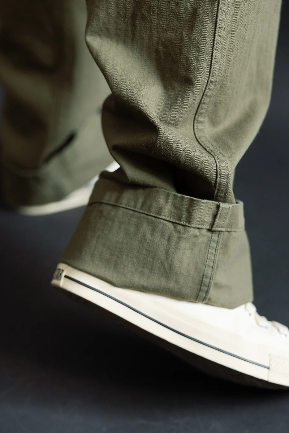03-V5002-76k - Vintage Fit Fatigue Pants Herringbone Twill - Army Green - Image 17
