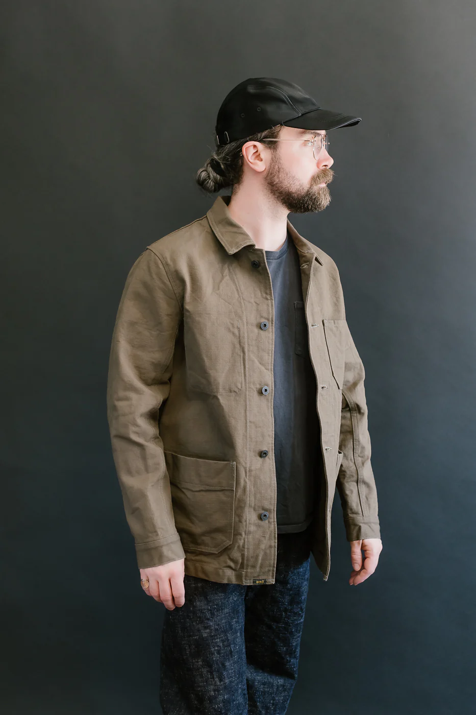 03100-HOX-OLG - 13.5oz Sulphur Dyed Olive Oxford Cloth - Coverall Jacket - Image 18