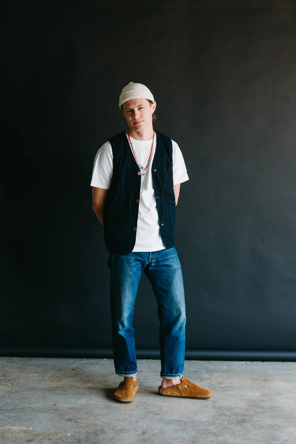 04-062 - Sashiko Hunting Vest - Indigo - Image 9