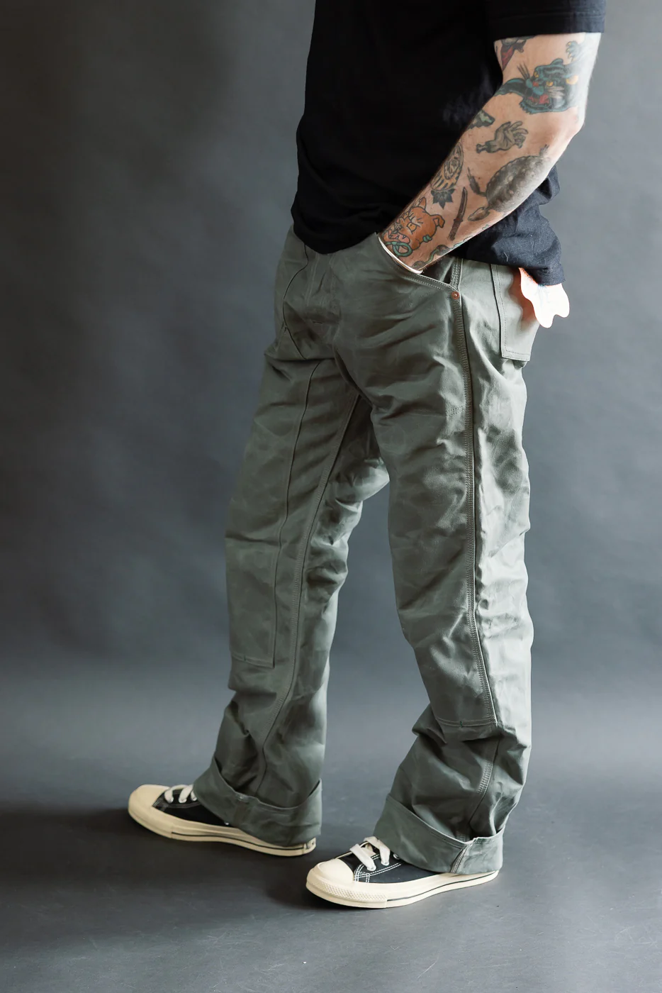 10oz - Wendell STPF Coated Canvas Double Knee - Greyish - Image 16