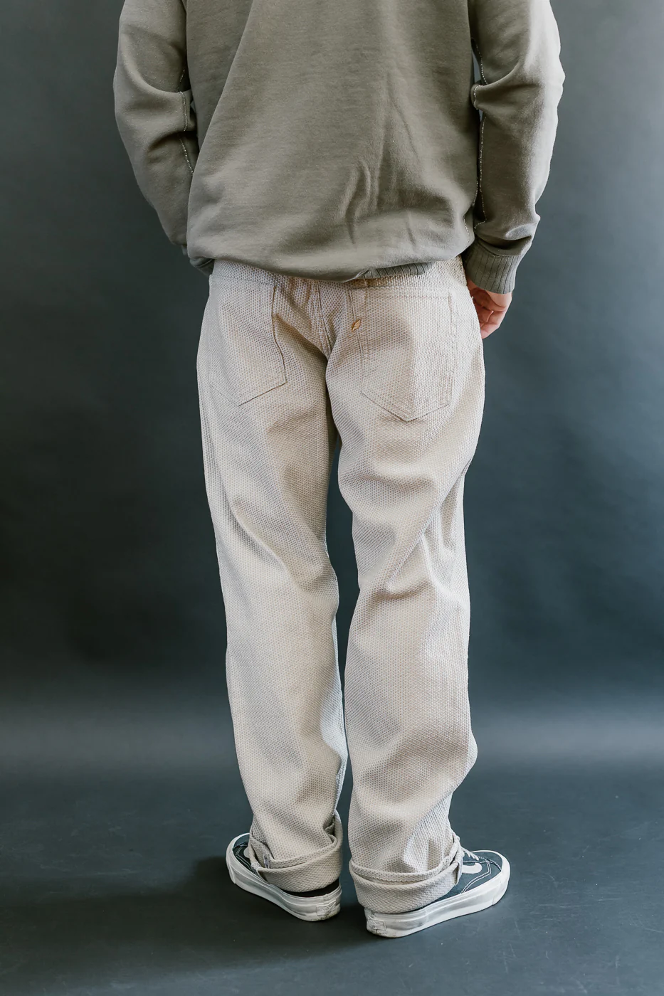 1178-IV - Sashiko Denim Regular Fit - Ivory x Beige - Image 13