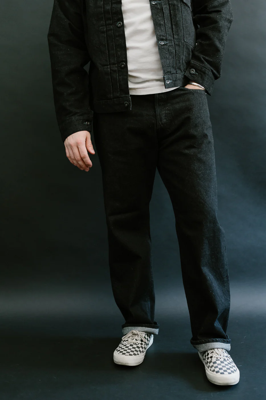 1382-12DB - No. 1 Five Pocket Selvedge Denim - Black - Image 11