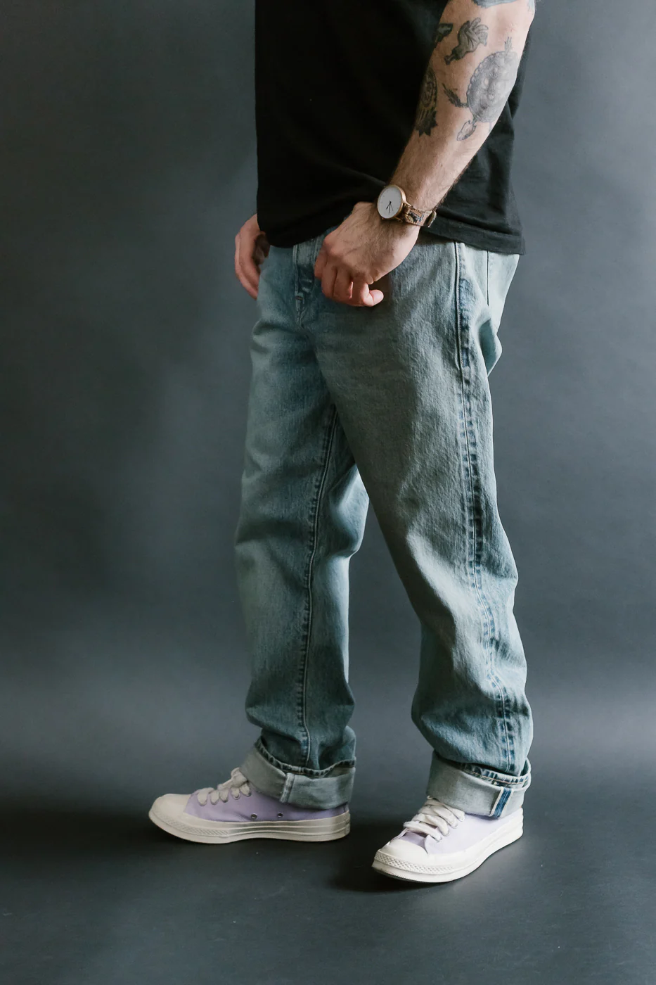 15oz - River Washed Selvedge Strider Pant - Light Indigo - Image 15