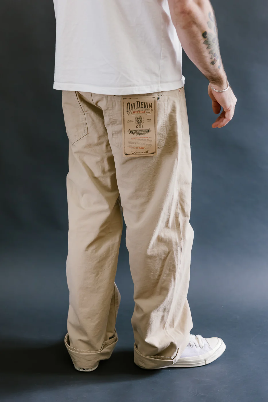 200-8BE - 8oz "Beige Betacham" Selvedge Chambray Pants - Wide Straight - Image 12
