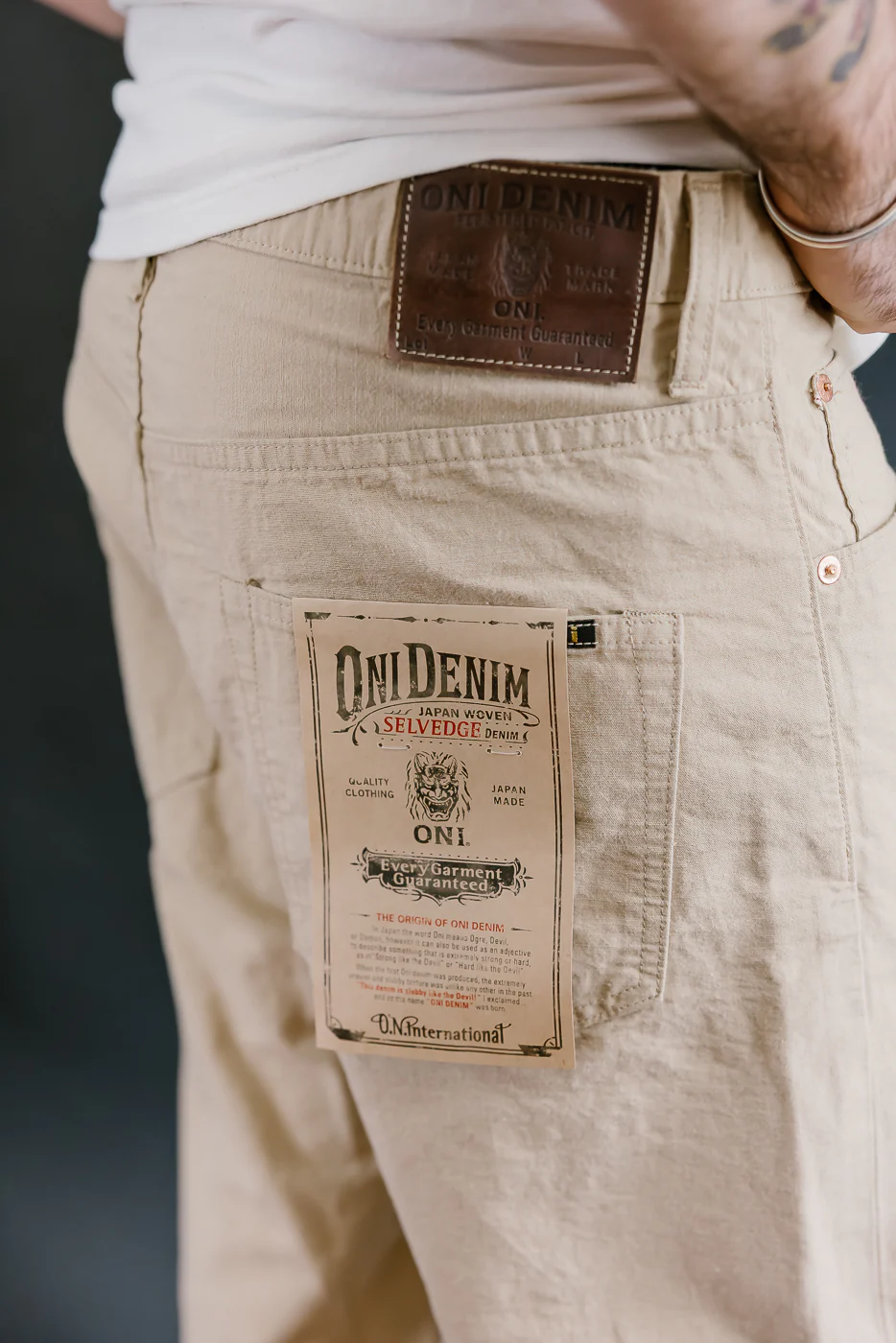 200-8BE - 8oz "Beige Betacham" Selvedge Chambray Pants - Wide Straight - Image 18