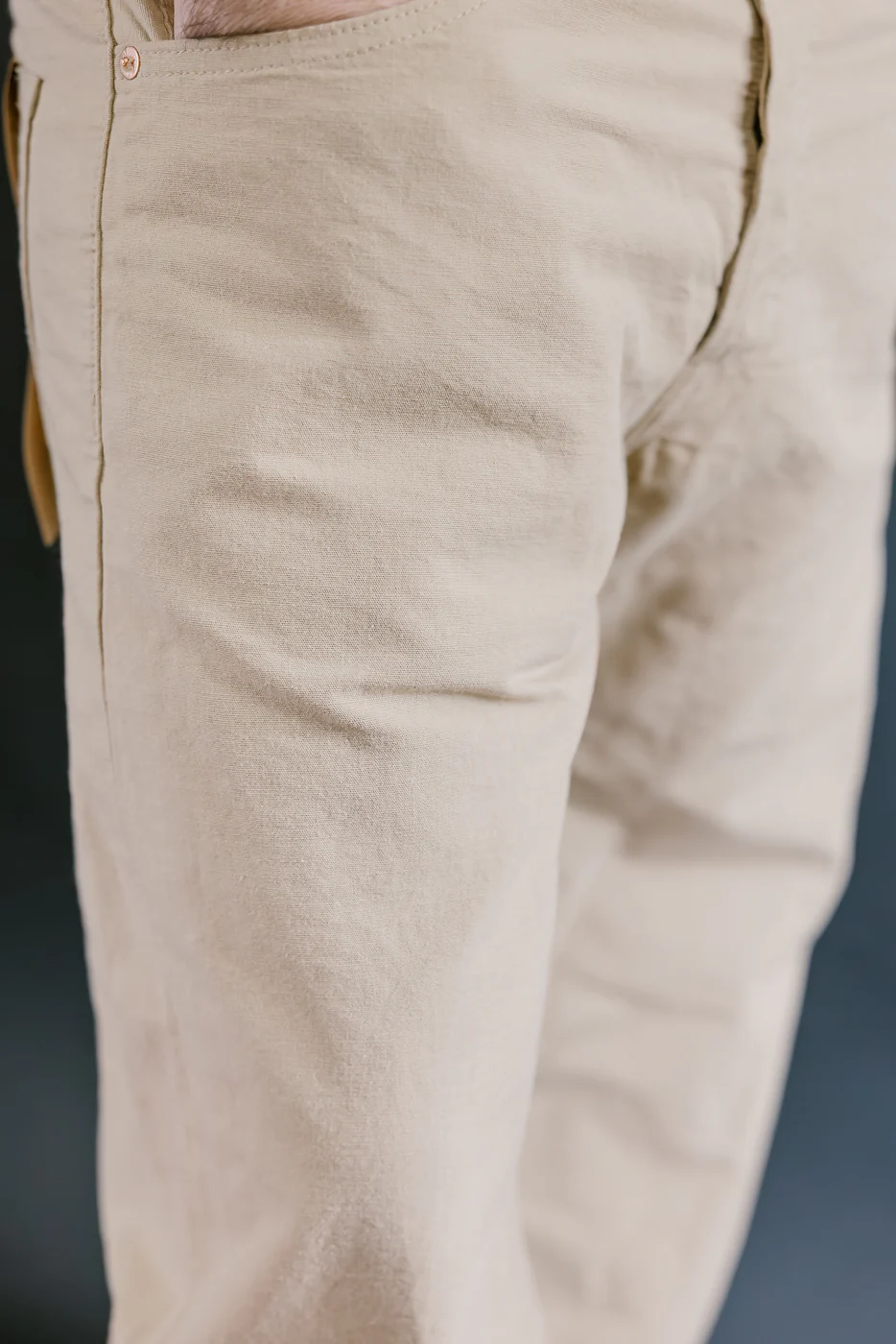 200-8BE - 8oz "Beige Betacham" Selvedge Chambray Pants - Wide Straight - Image 19