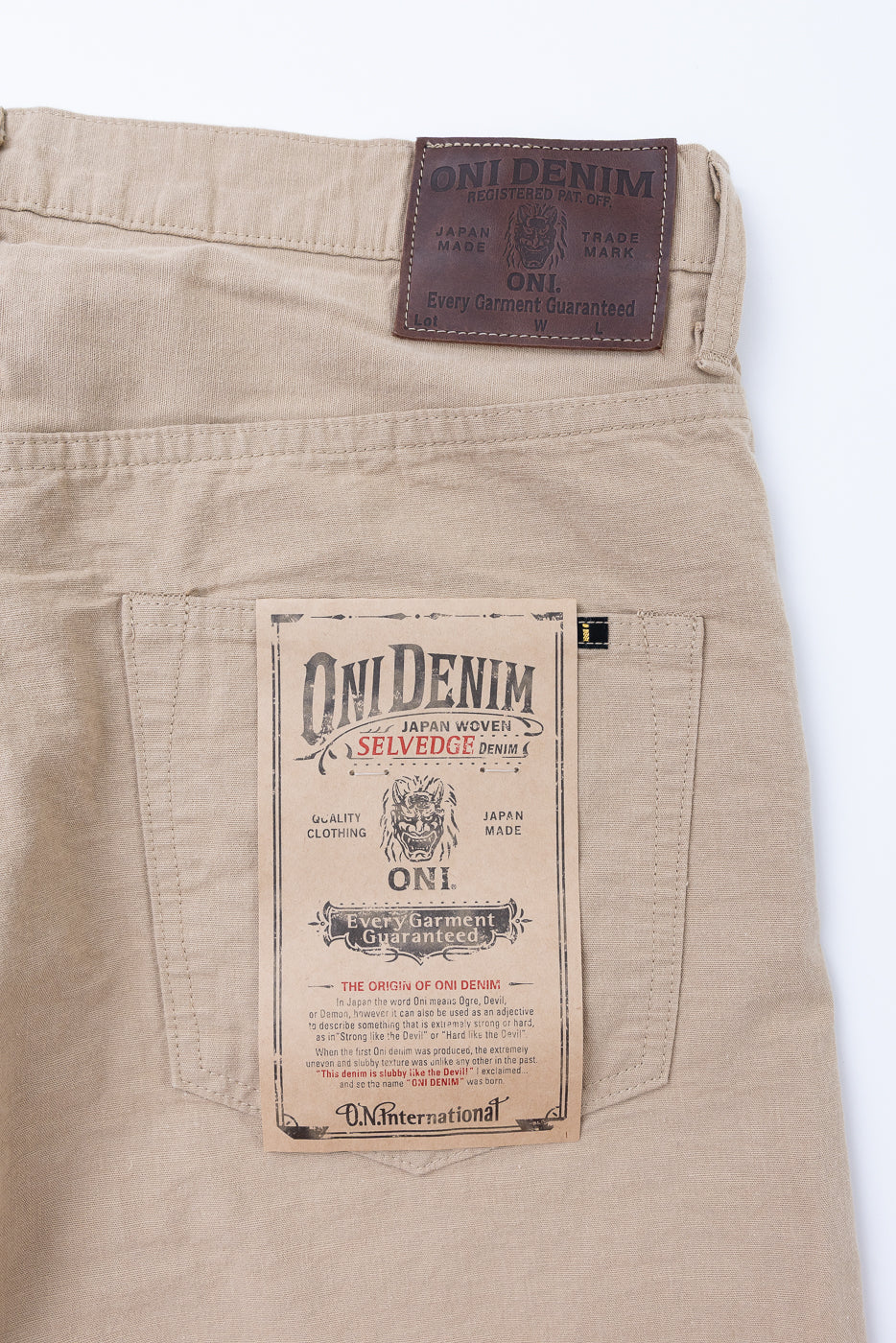 200-8BE - 8oz "Beige Betacham" Selvedge Chambray Pants - Wide Straight - Image 2