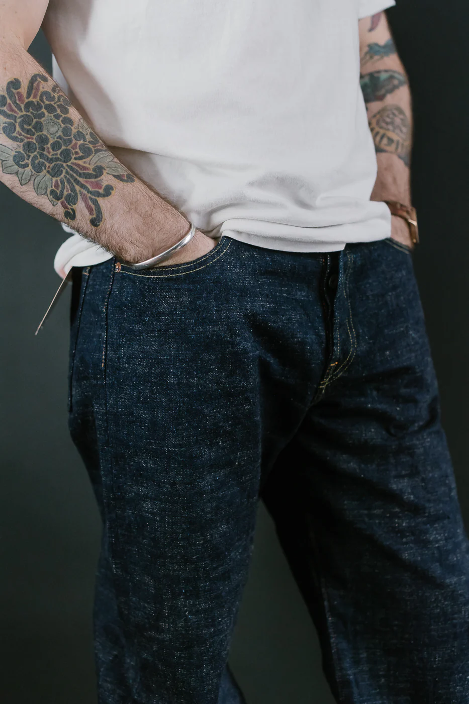 15oz Slub Yarn Indigo Cinch Back Selvedge Jeans - Heritage Fit - Image 19