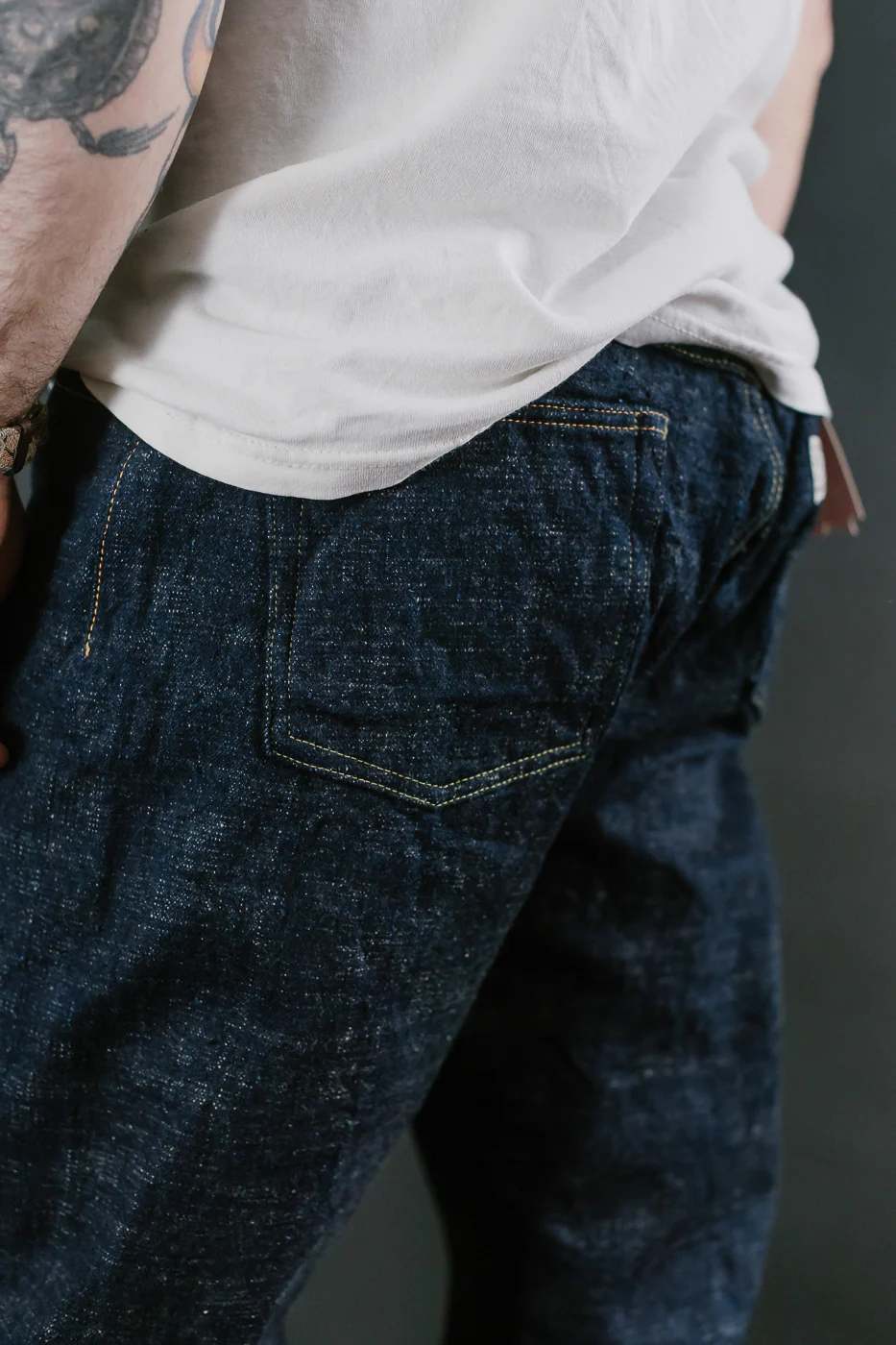15oz Slub Yarn Indigo Cinch Back Selvedge Jeans - Heritage Fit - Image 22
