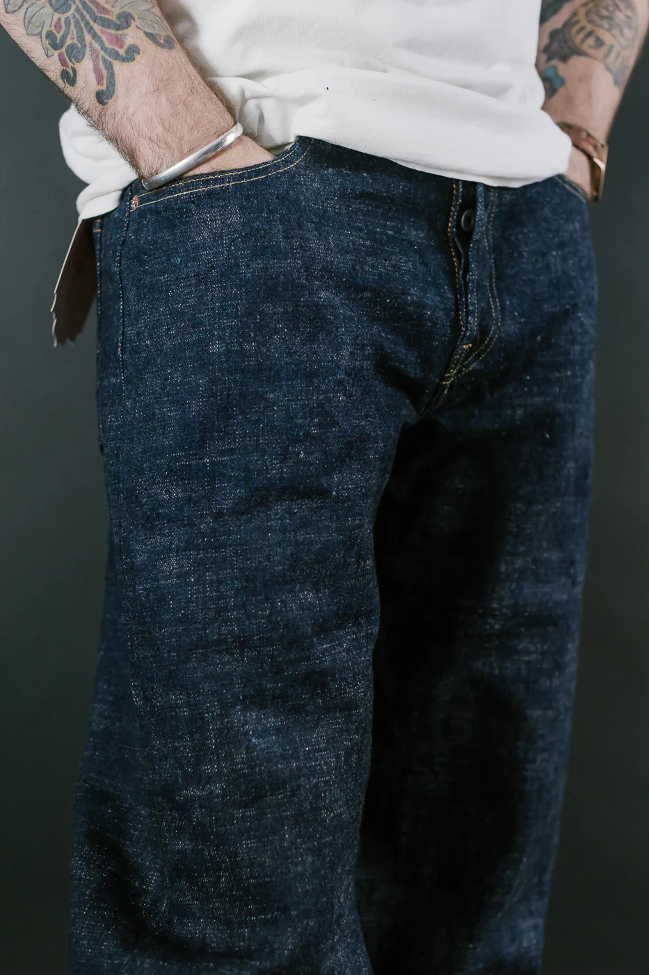 15oz Slub Yarn Indigo Cinch Back Selvedge Jeans - Heritage Fit - Image 23