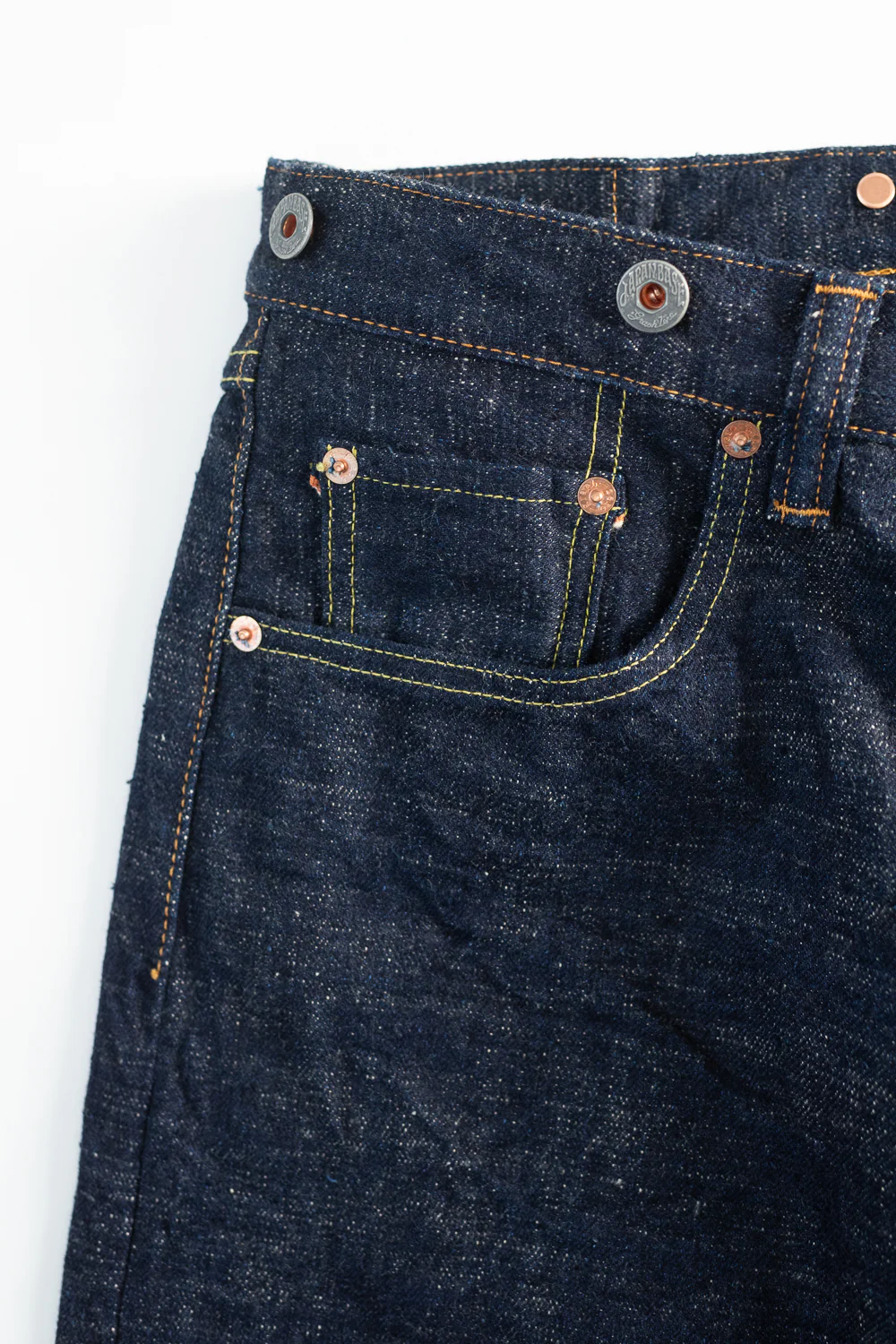 15oz Slub Yarn Indigo Cinch Back Selvedge Jeans - Heritage Fit - Image 3