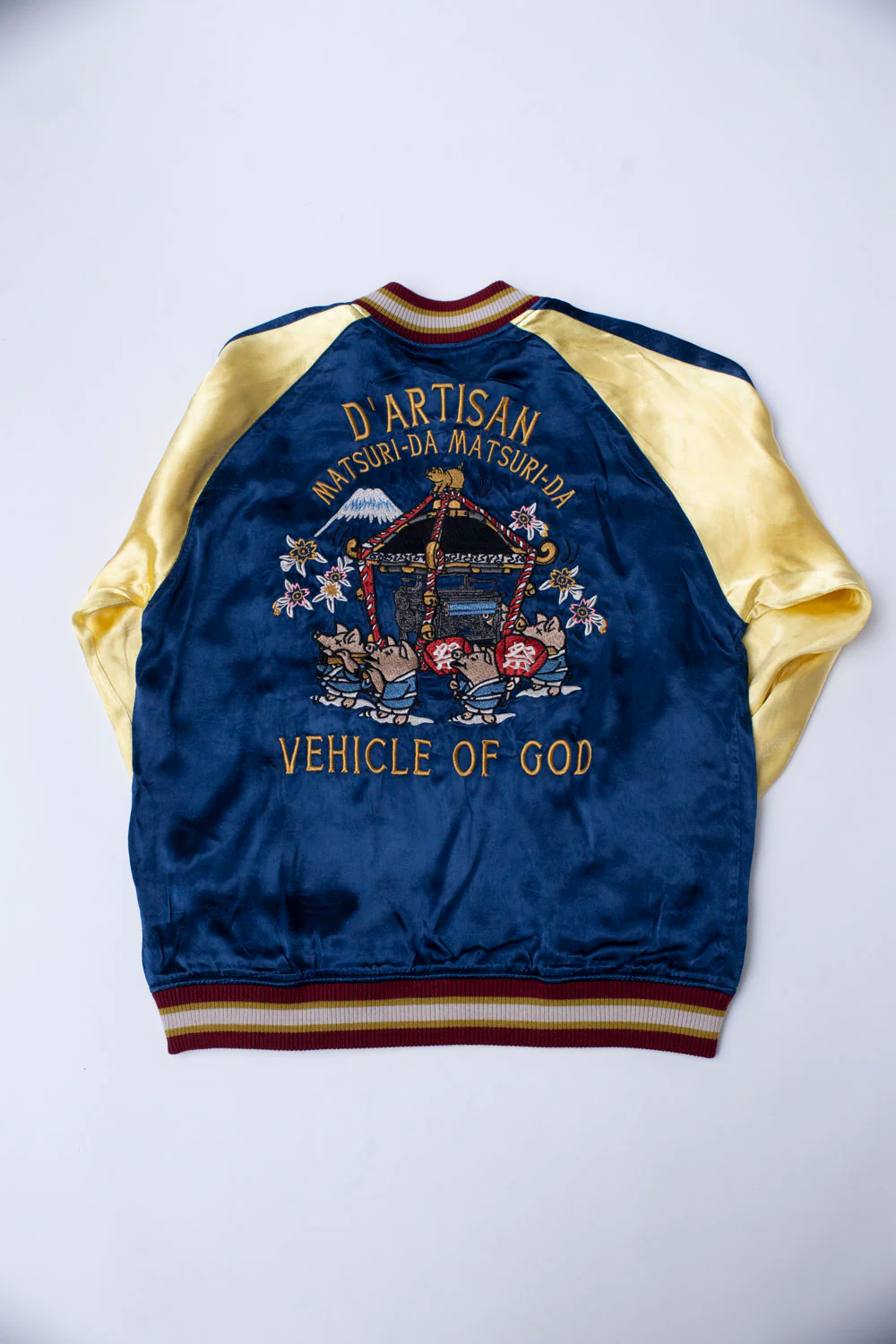 4581 - "Vehicle of God" Reversible Satin Sukajan Souvenir Jacket - Navy x Plum - Image 11