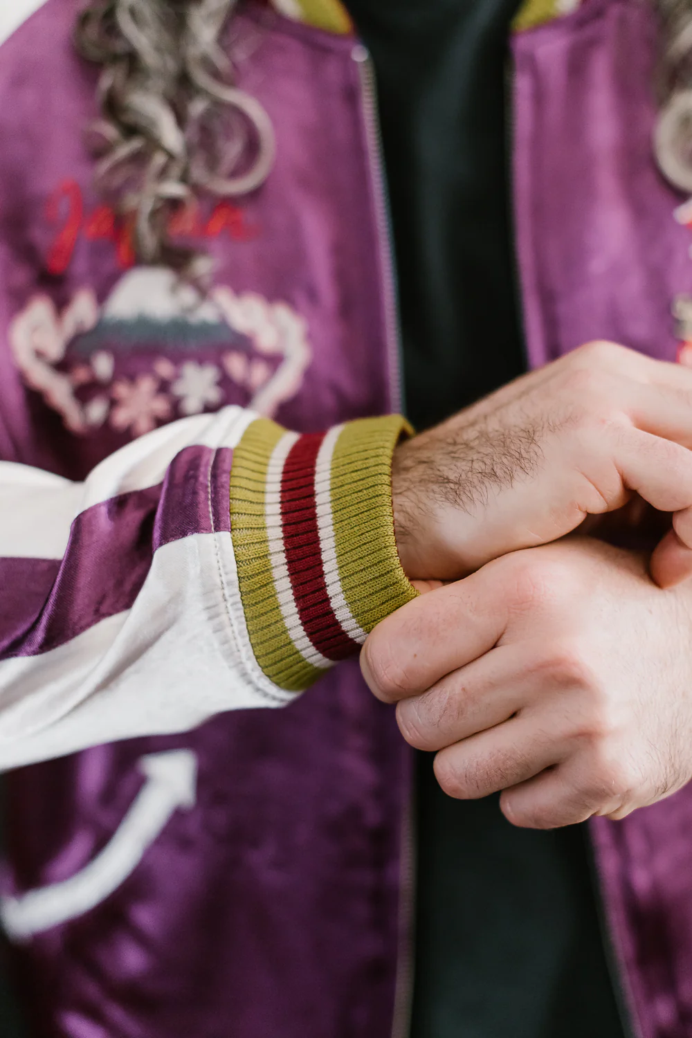 4581 - "Vehicle of God" Reversible Satin Sukajan Souvenir Jacket - Navy x Plum - Image 34