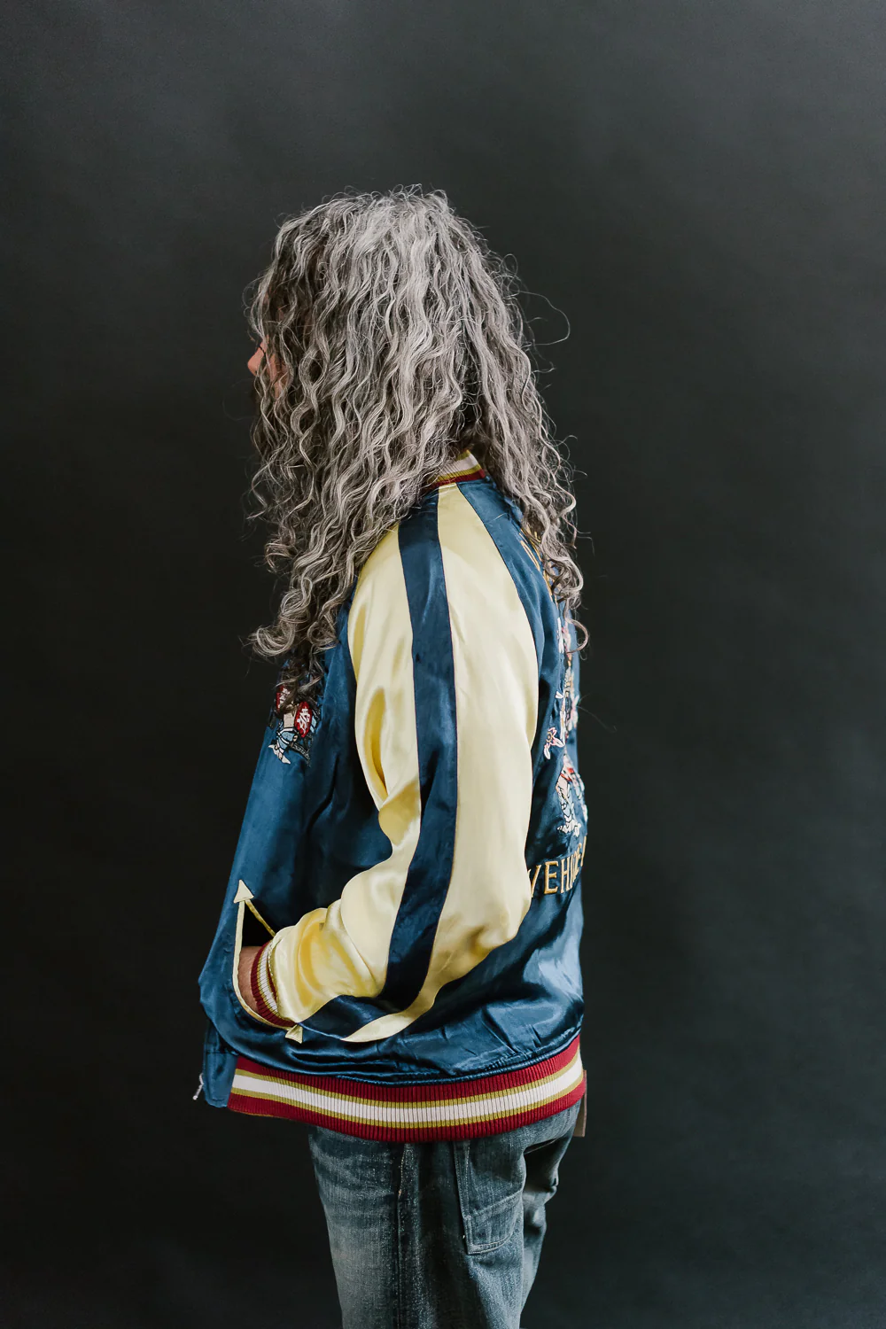 4581 - "Vehicle of God" Reversible Satin Sukajan Souvenir Jacket - Navy x Plum - Image 44