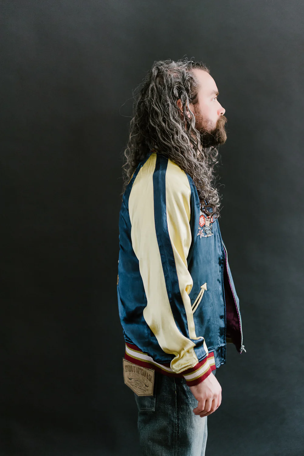 4581 - "Vehicle of God" Reversible Satin Sukajan Souvenir Jacket - Navy x Plum - Image 47