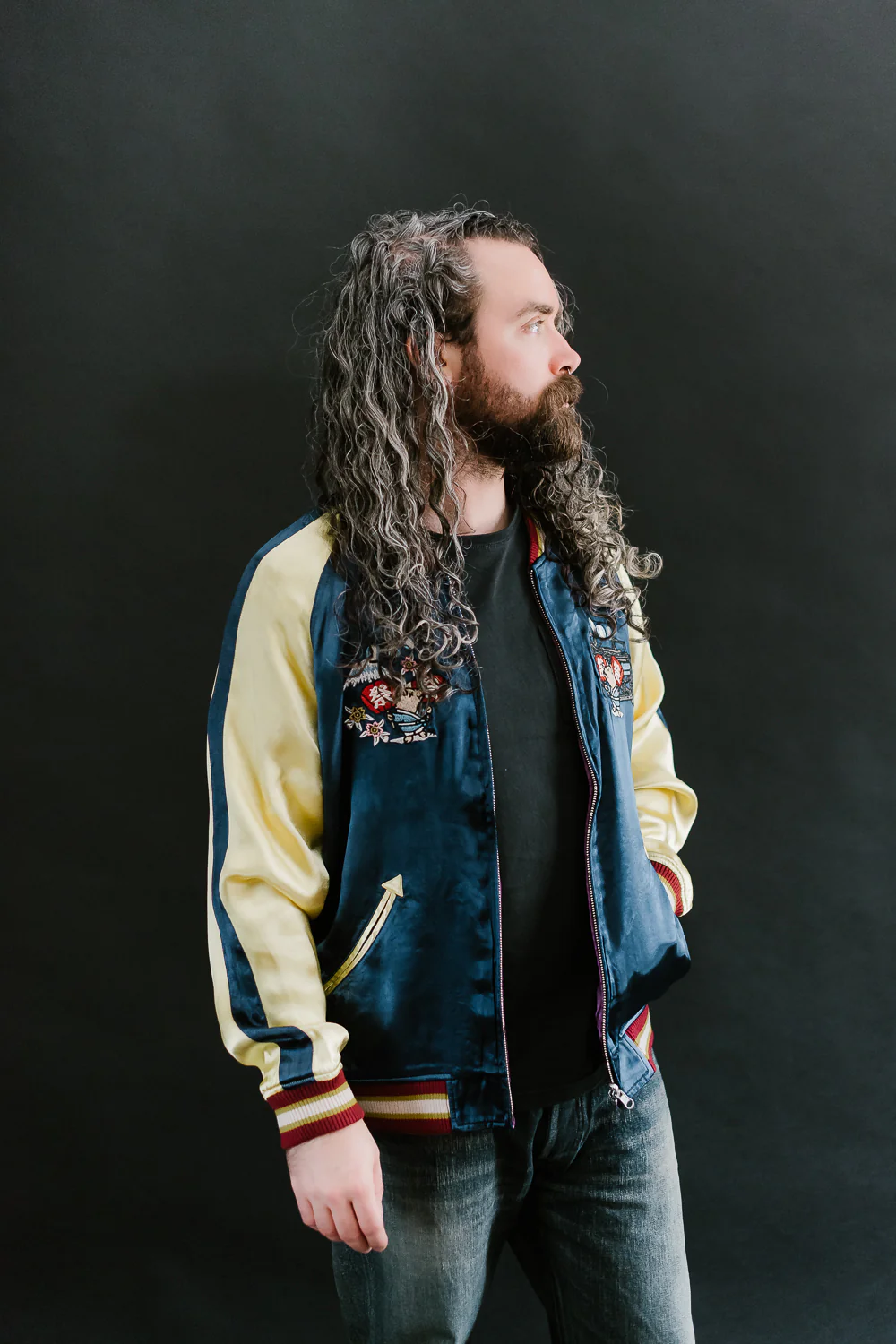 4581 - "Vehicle of God" Reversible Satin Sukajan Souvenir Jacket - Navy x Plum - Image 48