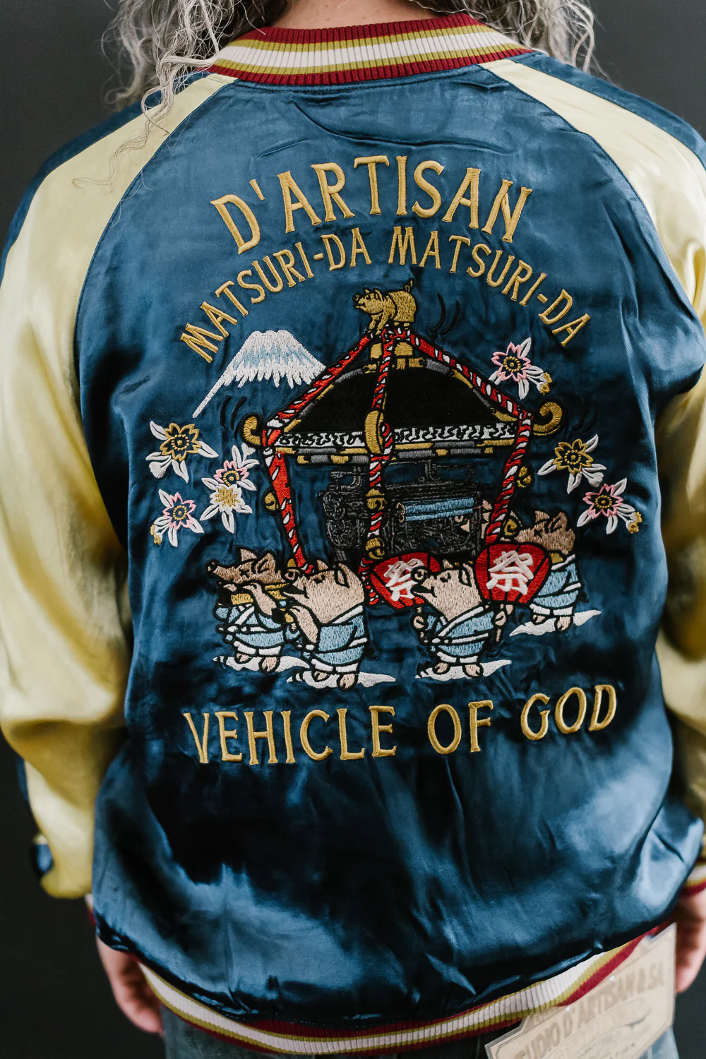 4581 - "Vehicle of God" Reversible Satin Sukajan Souvenir Jacket - Navy x Plum - Image 52