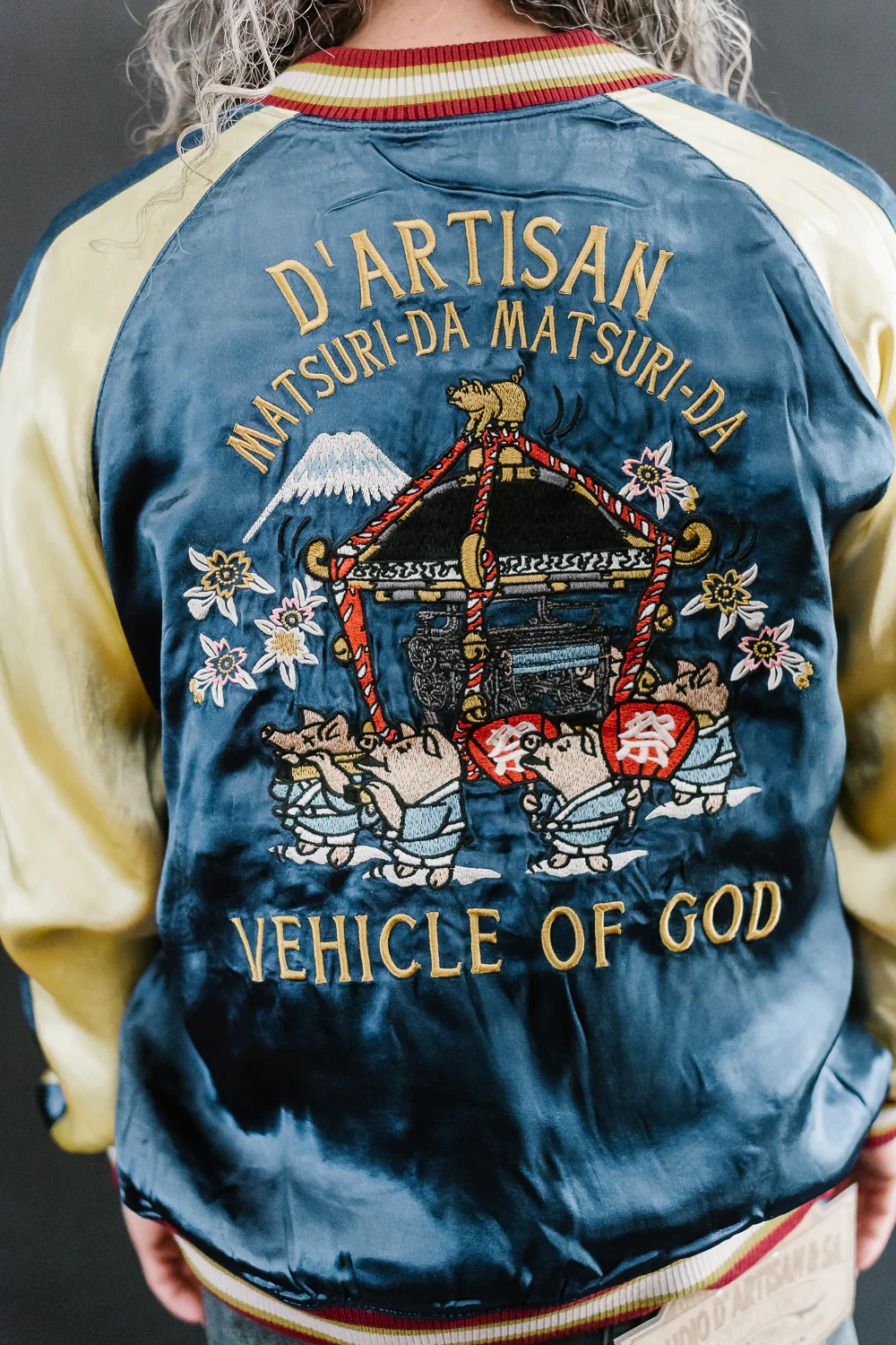 4581 - "Vehicle of God" Reversible Satin Sukajan Souvenir Jacket - Navy x Plum - Image 53