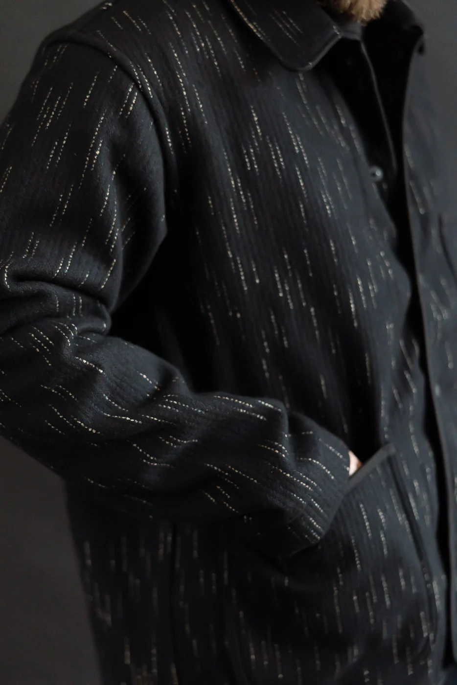 4616 - "Kasuri" Dyed Beach Cloth Coverall - Black - Image 15