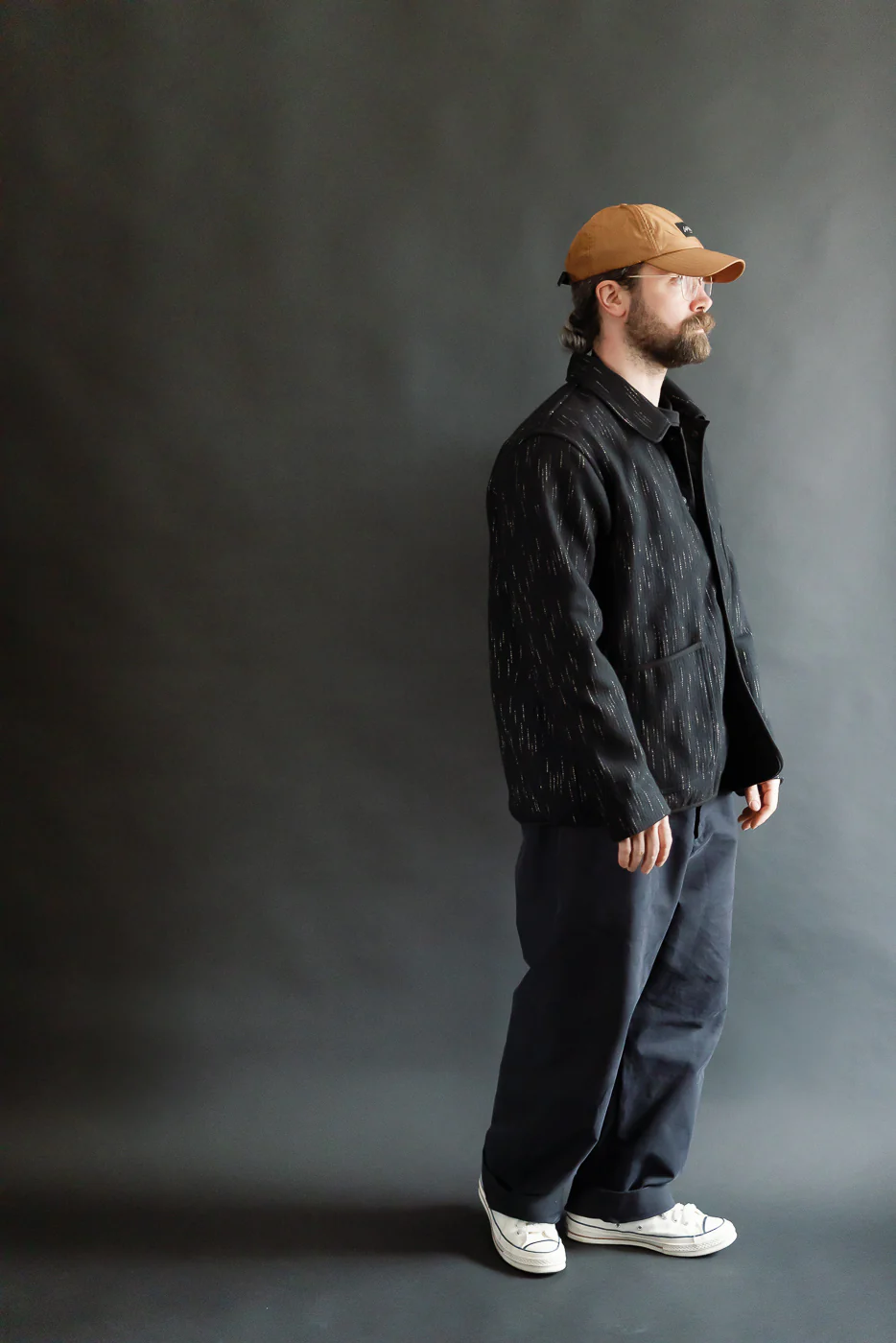 4616 - "Kasuri" Dyed Beach Cloth Coverall - Black - Image 7