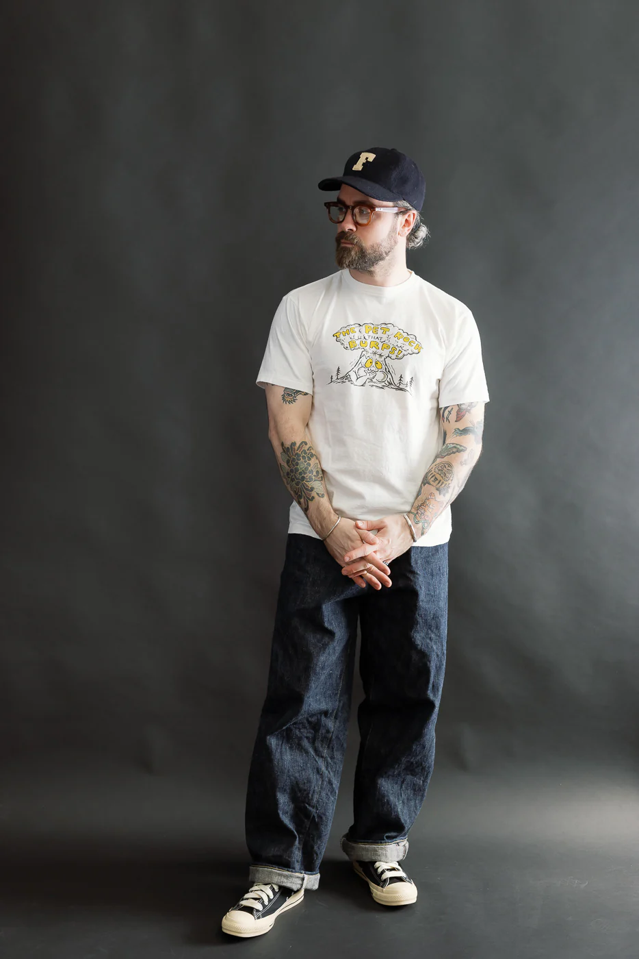 5.4oz - Raffy Tenjiku Printed T-Shirt "The Pet Rock" - Off White - Image 5